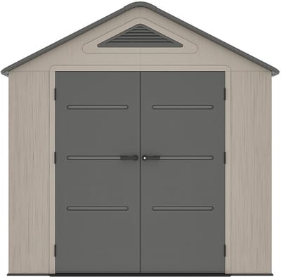 Vente-unique Tuinhuis van beige en grijs kunsthars HDPE 6,15 m² met vloer - dikte 22 mm - ANTEVA