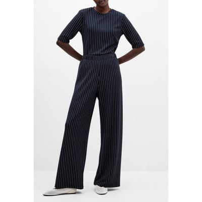 French Connection Regina Jersey Wide Leg Trouser Navy/white Maat: XL | Pantalons Outlet | Dames | Blauw