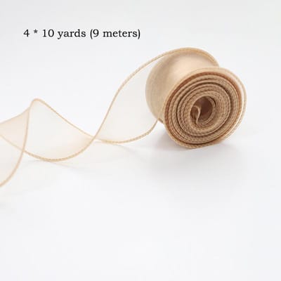 Rouleau de ruban en mousseline de soie et organza satiné, 10 mètres, pour bricolage, emballage cadeau, décoration, bouquets de mariage, couronnes, fournitures de couture one size beige