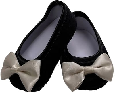 Götz Poppenschoenen Zwarte Ballerina`s met Strik 46 - 50 cm