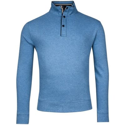 Baileys Trui Half Zip Button Combi Allover Waffle Texture Denim Blue / male