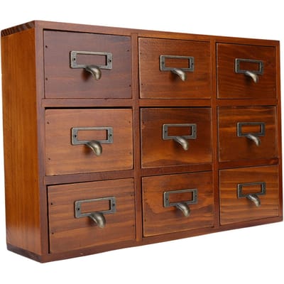 Boîte de rangement de bureau en bois multicouche à tiroirs vintage, boîte à bijoux antique, cadeau d'anniversaire(504201 )