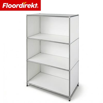 FLOORDIREKT Metalen Rek Concept Epure MK-101 - Staand rek met 4 planken & zijwanden - Boekenrek & opbergrek van metaal - 75 x 40 x 120 cm - Wit - Voor woonkamer, kantoor & hal - Stevig en veelzijdig - Verkrijgbaar in verschillende kleuren