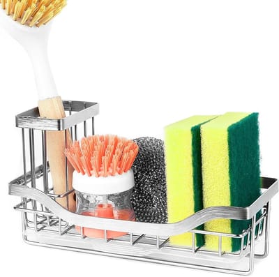 Html Content - Roestvrijstalen Gootsteen Caddy Organizer met Afvoerbak - Gootsteenrek voor Aanrecht sponshouder gootsteen magnetische