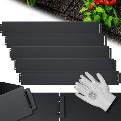 Borderrand Metaal - Tuinafboording Gazonrand - Tuin Afbakenen - Gegalvaniseerd Roestbestendig - 5 meter 14cm Hoog - Zwart