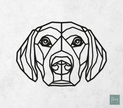 Laserfabrique Wanddecoratie - Geometrische Hond Labrador Retriever - Medium - Zwart - Geometrische dieren en vormen - Houten dieren - Muurdecoratie - Line art - Wall art