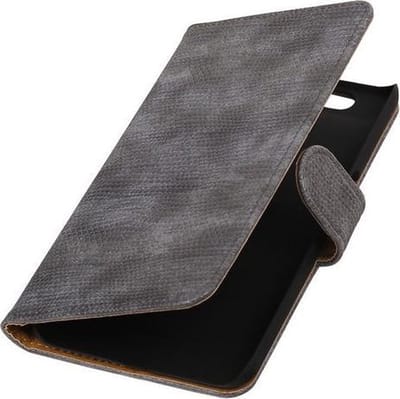 Huawei Nexus 6P - Mini Slang Grijs Booktype Wallet Hoesje