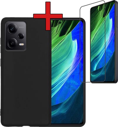 Hoesje - Met Screenprotector - Geschikt voor Xiaomi Redmi Note 12 Pro - Sterk & Shockproof - Telefoon Hoes - Back Cover - Siliconen Case - Telefoonhoes - Zwart