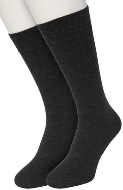 Bonnie Doon Basic Sokken Heren Zwart maat 40/46 - 2 paar - Basis Katoenen Sok - Gladde Naden - Brede Boord - Uitstekend Draagcomfort - Perfecte Pasvorm - 2-pack - Multipack - Effen - Gemeleerd - Black Heather - OL6324012.104