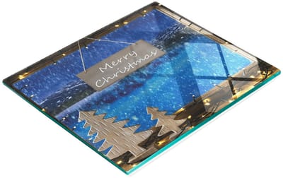 Decoratieve serveerplank van glas met kerstmotief, 60x52 cm