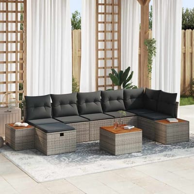 vidaXL - Tuinbank - Set - 8 - st - Grijs - poly - rattan