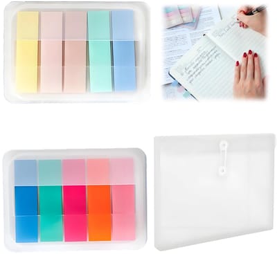 Dailygoods- Plakstrips 200 Stuks - Transparante Plakstrips - Zelfklevende Zijmarkers - Index Tabs - Sticky Notes - Documentenmap A5 - Uittrekbaar Ontwerp