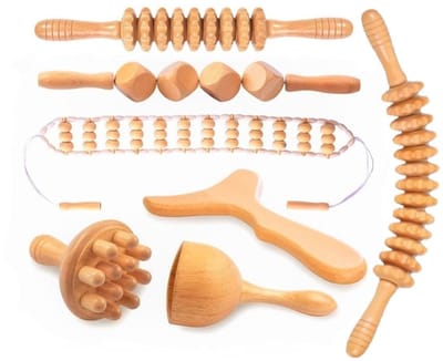 Professionele 7-delige Houttherapie Set voor Spierstimulatie en Anti-Cellulitis Behandeling