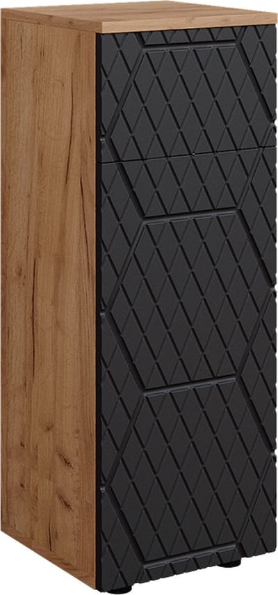 Vicco Irma Halfhoge kast – 30 x 81 cm met 1 lade, 2 vakken, badkamer Antraciet met honingraatstructuur