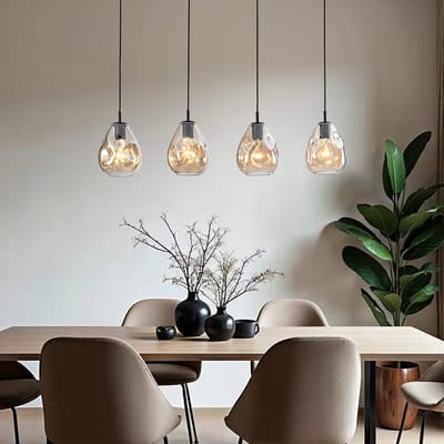 LumenXL Moderne glazen hanglamp zwart - amber glas, 4-lichts - Faliste