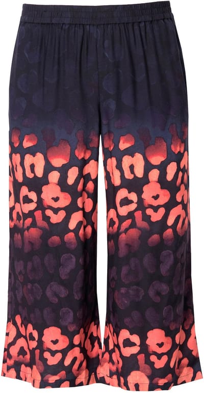 Angel of Style - Dames - Culotte wijde pijpen broek luipaardmotief - Donkerblauw - Maat 42