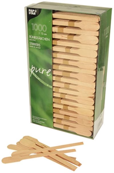 Papstar 100 Roerstaafjes hout pure 13cm