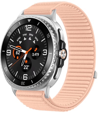 Nylon bandje - geschikt voor Samsung Galaxy Watch 8 (40mm) / Galaxy Watch 8 (44mm) / Galaxy Watch 8 Classic - ribbel met klittenbandsluiting - roze