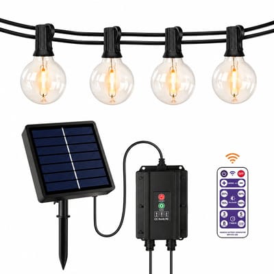 Pelor Buitenverlichting Lichtslinger 7M 11 LED G40 Bollen – Solar Tuinverlichting Terras Balkon – USB Oplaadbaar – Waterdicht IP65