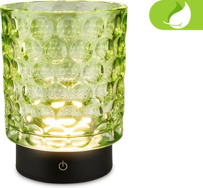 BRILONER Sunora - Oplaadbare Tafellamp - snoerloze tuinverlichting - glazen lamp - buitenlamp dimbaar - groen - Ø11 x 15 cm