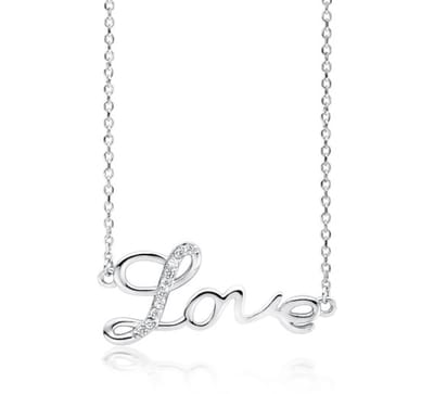 Joy|S - Zilveren Love ketting - zirkonia - 42 tot 45 cm - puro amore - gehodineerd