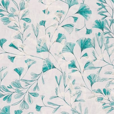 Natuur behang Profhome 782234-GU vliesbehang hardvinyl warmdruk in reliëf glad met bloemmotief mat grijs turkooisblauw wit 5,33 m2