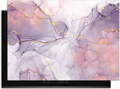 KitchenArt - Lavender Marble – Inductie Beschermer - 83x51.5 cm - Kookplaat Beschermer - Luxe Afdekplaat Inductieplaat - Anti-slip & Oprolbaar - Beschermmat Inductiekookplaat