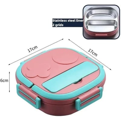 304 Draagbare RVS Lunchbox Uitje Servies Voor Kinderen Baby Kind Student Buiten Kamperen Picknick Voedselcontainer pink