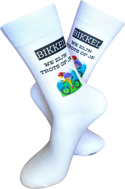 Trots op jou Bikkel - Triatlon - Fiets sokken - Wielren - Het is je gelukt - Kanjer - Trots - Fiets 4daagse - Kado - Vierdaagse - Dames - Lucky Day Socks - Sokken waar je vrolijk van wordt - Maat 37-44