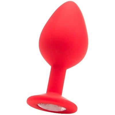 Siliconen butt plug Rood Large met diamant