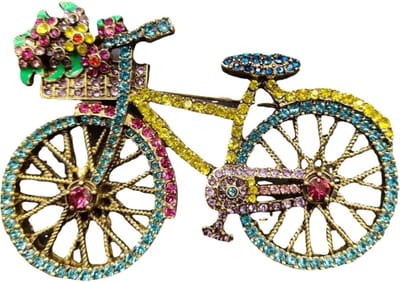 Zelto-Broche -Fiets-Dames Broche -Fietsen- Broche Boetiek- Heren Broche- Broches & Spelden-Roze- Geel-Blauw-