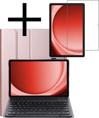Hoes - Geschikt voor Samsung Galaxy Tab A9 - Met Screenprotector - Keyboard Book Cover - Toetsenbord Case - Hoesje - Rosé goud