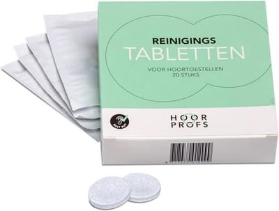 Hoorprofs Reinigingstabletten voor Hoortoestellen – 20 stuks – Voor Oorstukjes, Domes en Otoplastieken