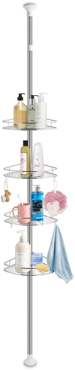 Dailygoody - Retractable Shower Shelf - Badkamer Organizer - Ruimtebesparend - 4-Lagen - Verstelbaar - Ideaal voor Shampoo en Toiletries - Roestvrij s.