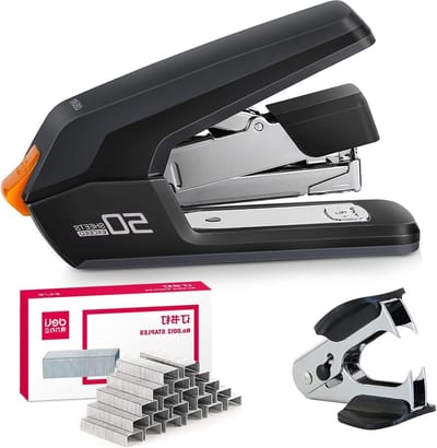 Moeiteloze desktop-nietmachine - capaciteit 40-50 vel - één vinger aanraken nieten - gemakkelijk te laden - ergonomische zware nietmachine - inclusief 1500 nietjes en nietverwijderaar - zwart