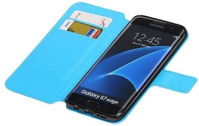 Cross Pattern TPU Bookstyle Hoesje - Wallet Case Telefoonhoesje - Geschikt voor Samsung Galaxy S7 Edge G935F Blauw