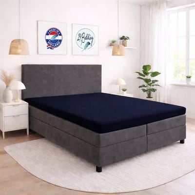 24-Bedding - Hoeslaken Topper - 80x200 cm Marine - Verkoelend 100% Percaline Katoen