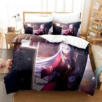 Yoisaki Kanade Beddengoed Set Cartoon Anime Drie-delige Set Slaapkamer voor Jongens Volwassenen Dekbedovertrek Sets Kawaii Meisje Zomerdeken Bed EU single(135x200cm)