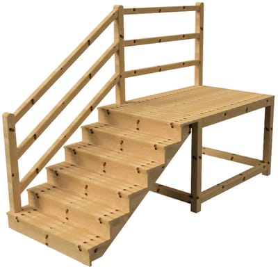 MILANO buitentrap 6 gesloten treden H105 cm - bordes L189 x B120 cm - trapleuning links - bordesleuning links