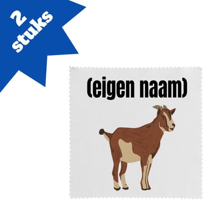 Akyol - geit met hoorn brillendoekjes - Geit - geiten liefhebbers - met eigen naam - dieren liefhebber - leuk cadeau voor iemand die houdt van geiten - cadeau - kado - 17,8 bij 17,8 cm - 2 stuks