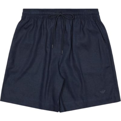 Emporio Armani SS25 Short de Plage Uni en Mélange Lin à Cordon Homme shorts Armani-Bleu EM000681-AF12356-UB102 L black