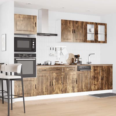 vidaXL - 7-delige - Keukenkastenset - Kalmar - bewerkt - hout - gerookt - eiken