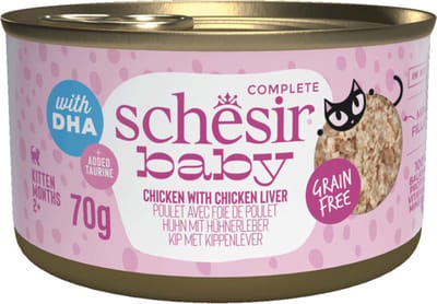 Schesir Baby Kitten Bouillon Kip & Lever - 12 x 70 gr - Voordeelverpakking