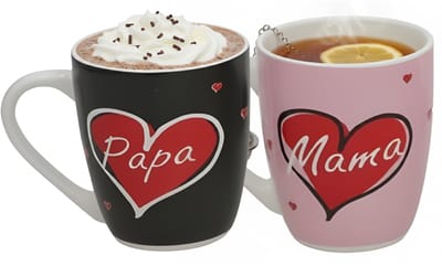 Vaderdag / Moederdag cadeau mok - 360 ml - hartje / liefde - koffie of thee