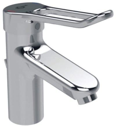 Ideal Standard Ceraplus 2 1-gats wastafelkraan met waste m. vaste zelflegende uitloop m. beugelgreep 14cm chroom