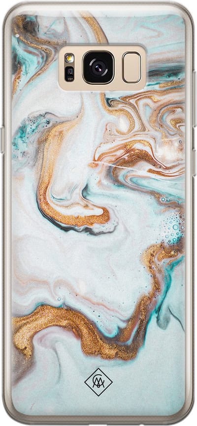 Casimoda® hoesje - Geschikt voor Samsung S8 - Marmer Blauw Goud - Backcover - Siliconen/TPU - Blauw