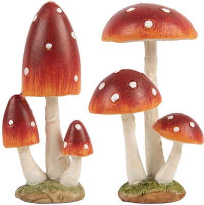 Clayre & Eef Beeld Paddenstoel Rood Kunststof Herfst decoratie