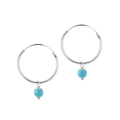Zilver Hoops met Turquoise Blauwe Steen