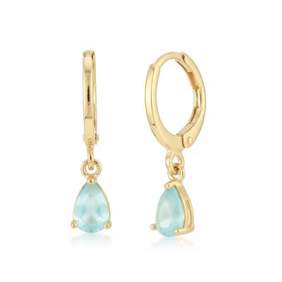 Aramat Jewels | Oorringen | Goudkleurige Mini Oorringetjes Meisje – Mintgroene Zirkonia – 10mm | | | |2mm | Staal | Kinderen, Volwassenen | Verkleurd niet
