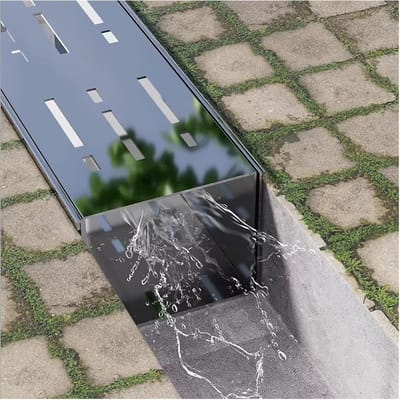 Afvoergootset RVS - Regenwaterafvoer Vloergoot - Wateroverlast Voorkomen - Hoog Draagvermogen - 100 cm - Zilver